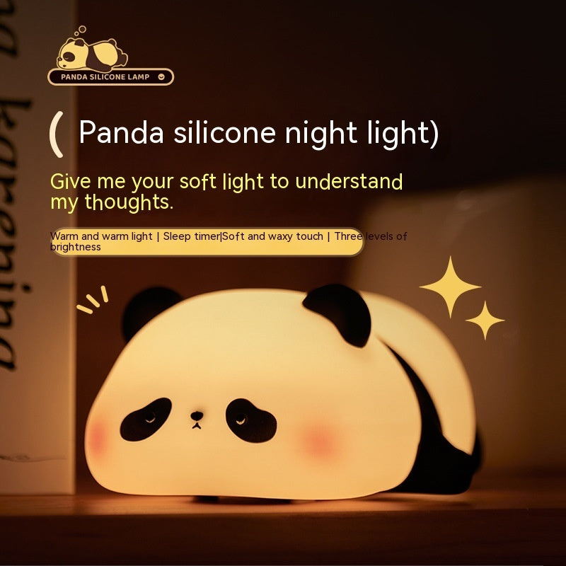 Panda Night Lights For Kids Cute Animal Silicone Timing Rechargeable