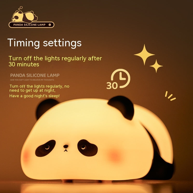 Panda Night Lights For Kids Cute Animal Silicone Timing Rechargeable