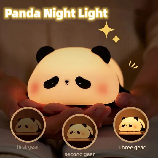Panda Night Lights For Kids Cute Animal Silicone Timing Rechargeable